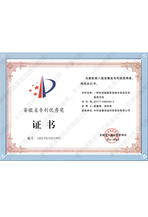 安徽省專利優(yōu)秀獎(jiǎng)2021.8